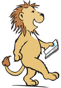 Bild: Löwe mit Heft